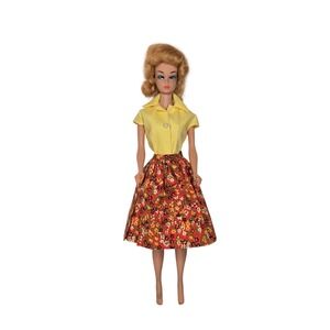 Vintage 1964 Barbie COUNTRY FAIR Outfit #1603 Skirt, Blouse, Purse & Shoes
